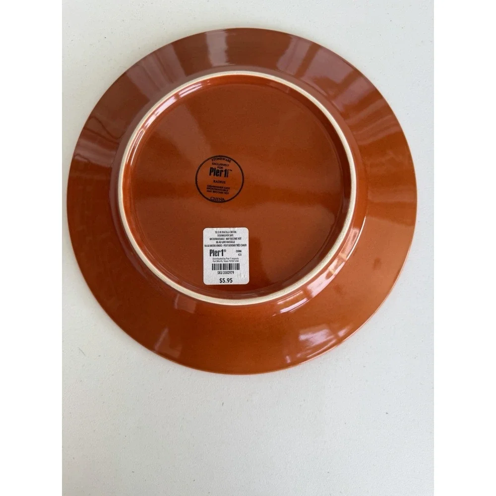 Pier 1 Radius Orange Stoneware Dinner Plates 10.5 